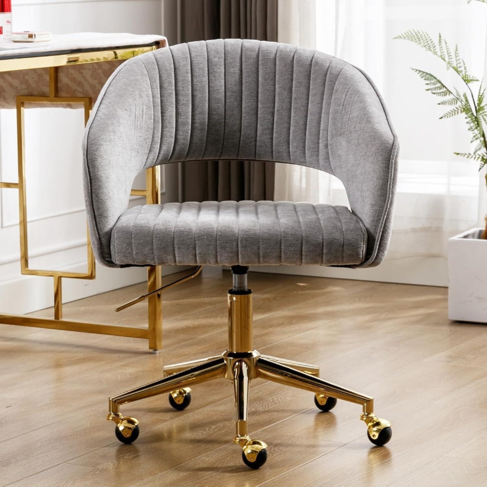 Verstellbarer Bürostuhl aus Chenille Grau Ergonomischer Computerstuhl Bild 1