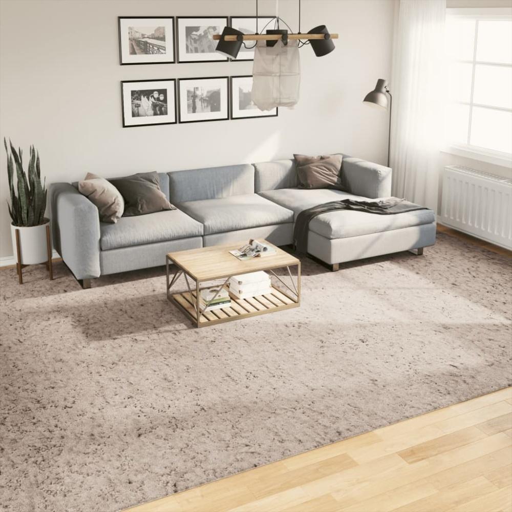 vidaXL Teppich Shaggy Hochflor Modern Beige 300x400 cm Bild 1