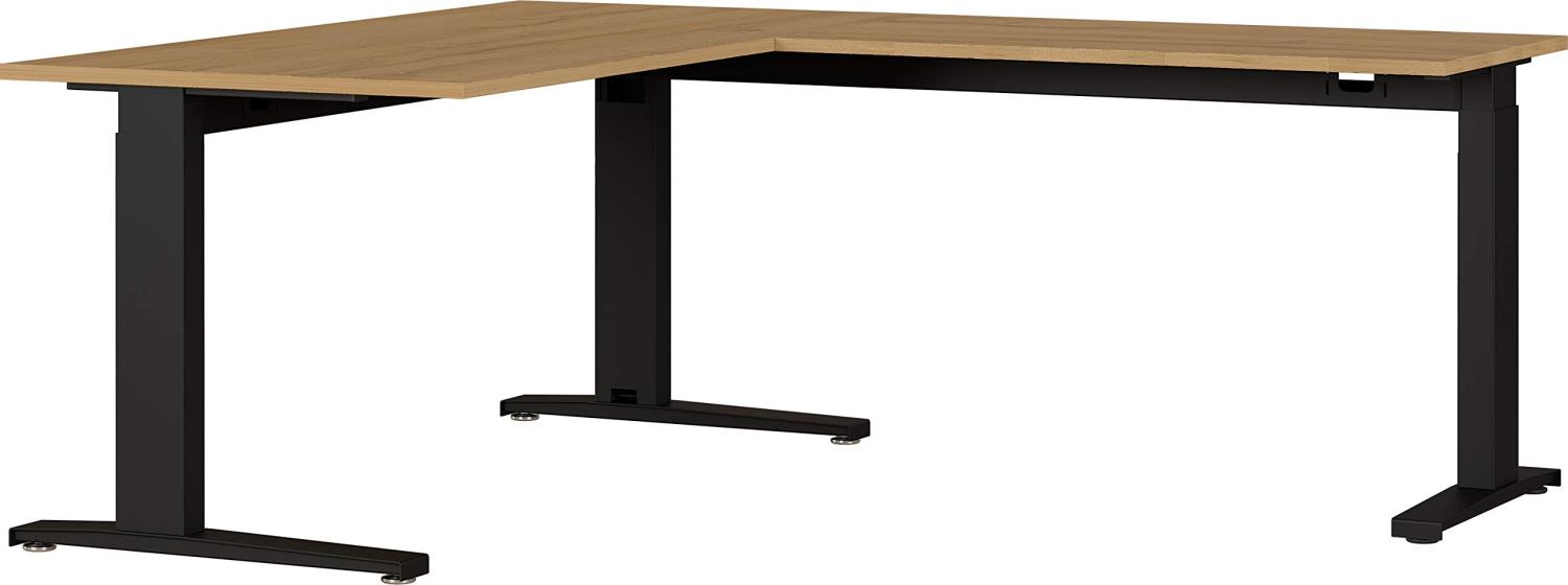 Höheneinstellbarer Winkelschreibtisch Arlington, Für Ergonomisches Arbeiten, Ideal Für Home Office, In Grandson-Eiche-Nachbildung/Schwarz, 160 X 88 X 193 Cm (Bxhxt) Bild 1