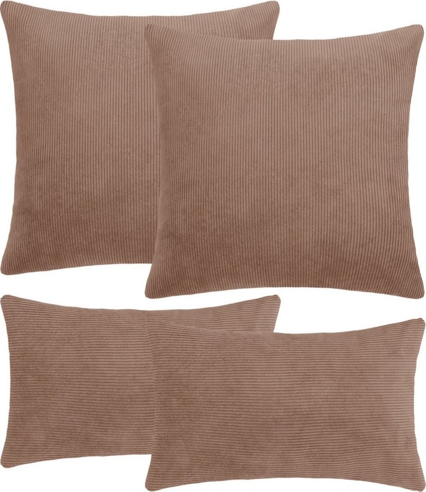Selfitex Dekokissen 4er Set Cord Kissen inkl. Füllkissen, 2x 50x50 & 2x 30x50, robuster Bezug mit satten Farben, weiches Füllkissen Bild 1