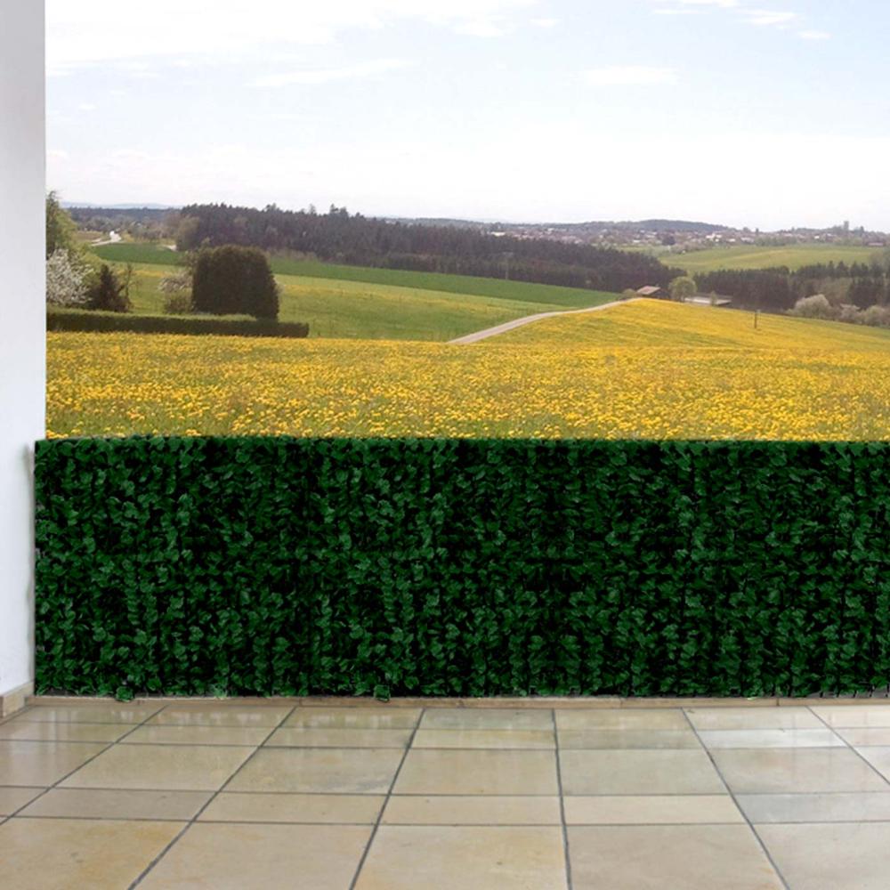 Balkonsichtschutz N77, Sichtschutz Windschutz Verkleidung für Balkon Terrasse Zaun ~ 300x150cm Blatt dunkel Bild 1