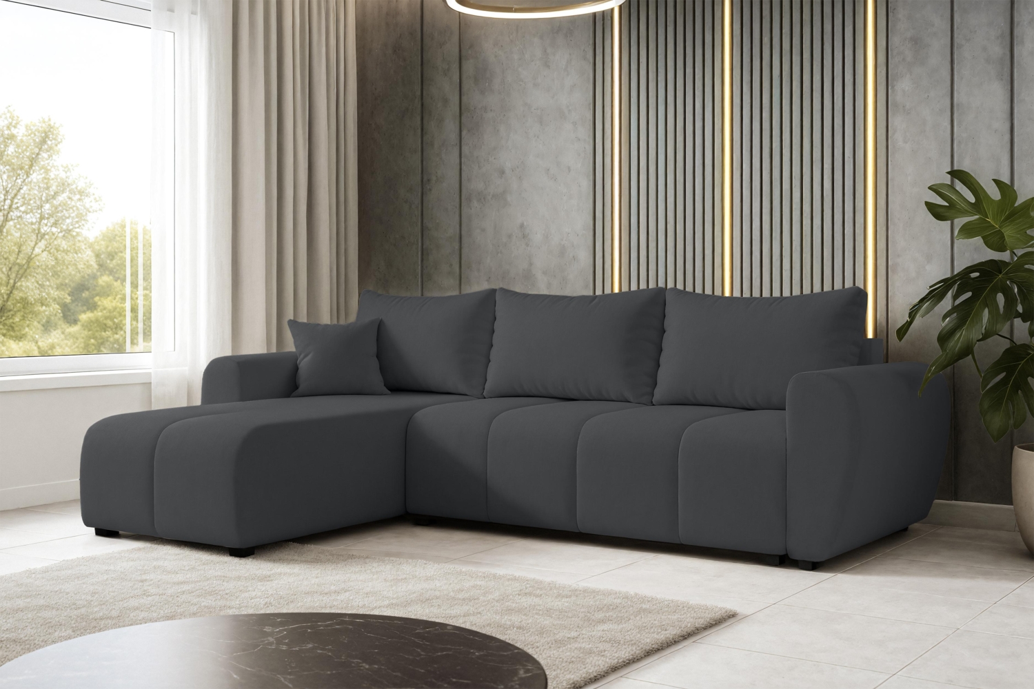 AX LIVING Eckcouch mit Schlaffunktion Malatya L Mini Sofa Dunkelgrau L Bild 1