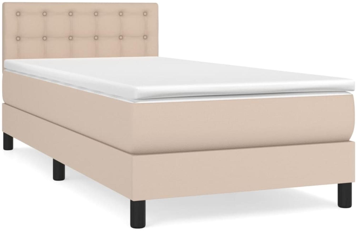 vidaXL Boxspringbett mit Matratze Cappuccino-Braun 80x200 cm Kunstleder, Härtegrad: H2 [3141094] Bild 1