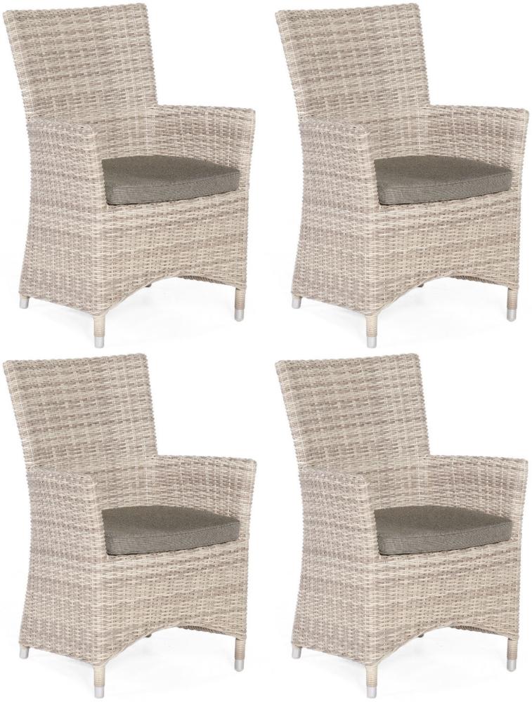 Sonnenpartner 4er-Set Garten-Sessel Ikarus Aluminium mit Polyrattan white-coral Gartenstuhl Bild 1
