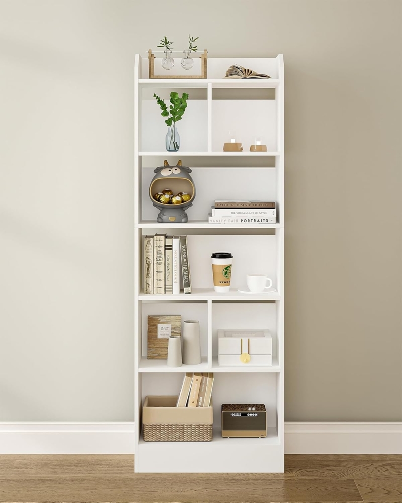 Bücherschrank, Bücherregal, mit 6 Fächern, Aufbewahrungsregal, Standregal, für Wohnzimmer, Büro, Schlafzimmer, 24 x 60 x 170 cm, Weiß Bild 1