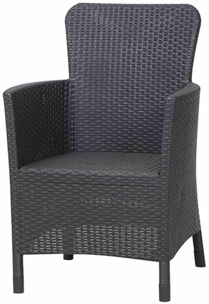 Allibert Dining Sessel Miami anthrazit - Rattanoptik, wetterfest, Garten Bild 1