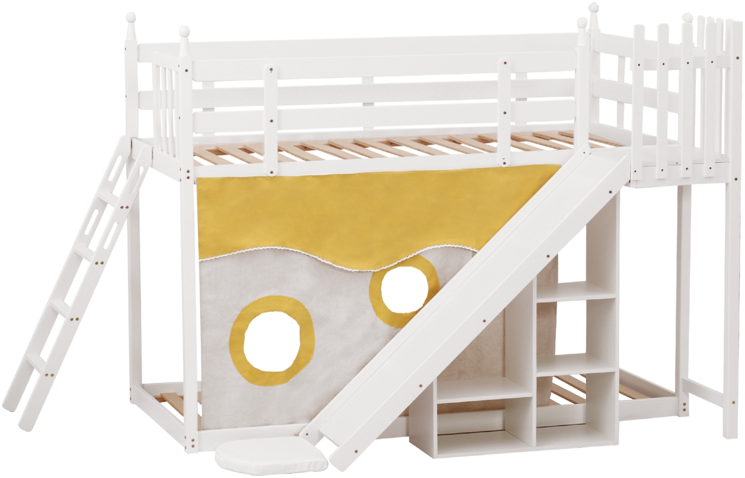 ComfortXL Etagenbett mit Rutsche-O22150, Massivholz, Weiß, 264x139x161cm Bild 1