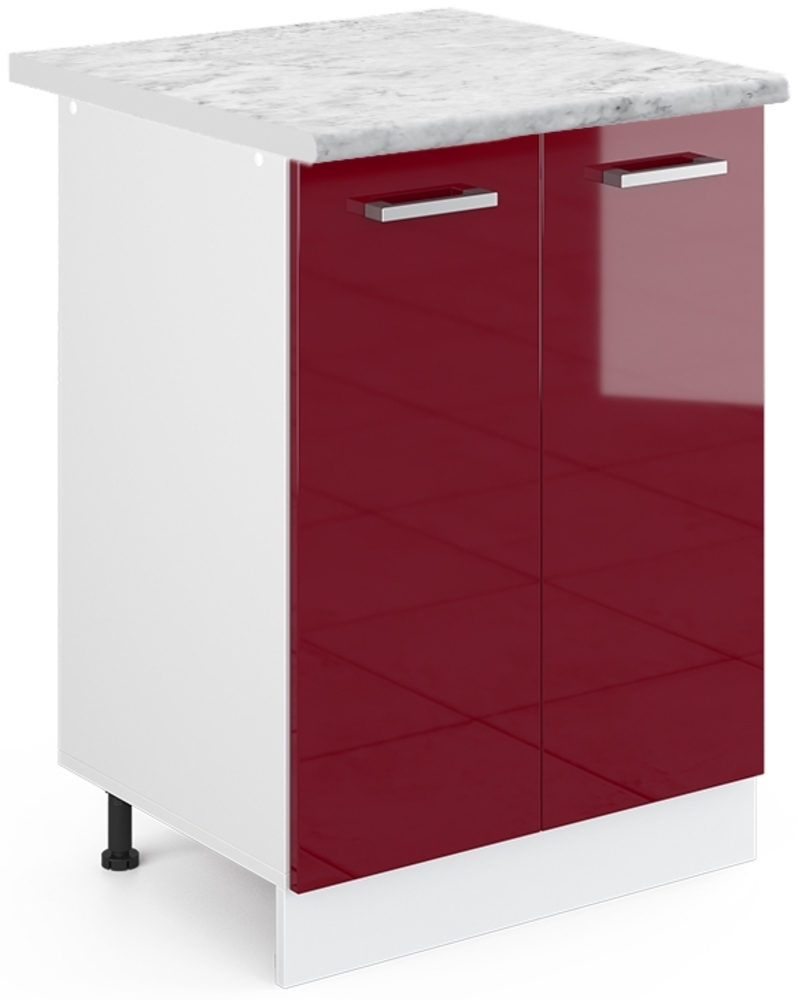 Vicco Küchenunterschrank Bordeaux Hochglanz 60 cm , AP Marmor, R-Line Bild 1