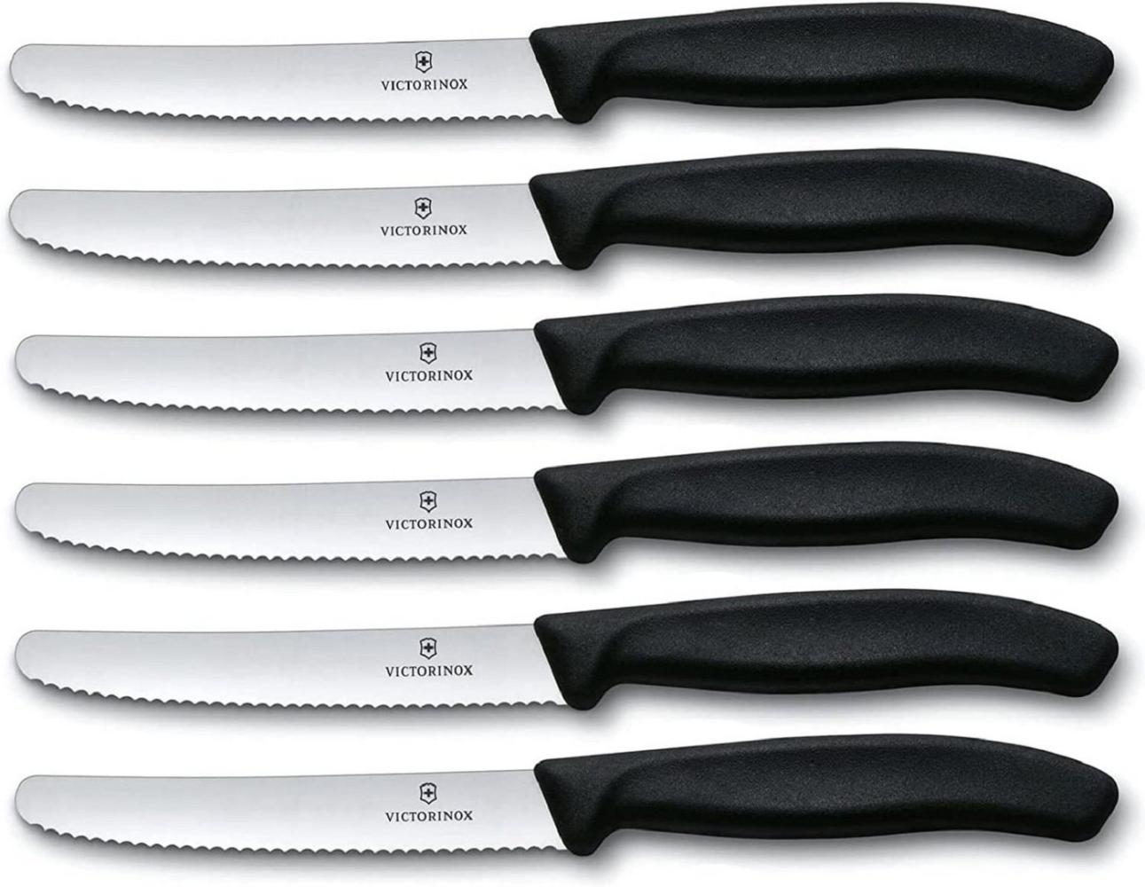 Victorinox | Swiss Classic Tafelmesser Set | 6-teilig | perfektionierte Schneidleistung | zeitloses Design | für Brotzeit und Küche | ergonomische schwarze Griffe Bild 1