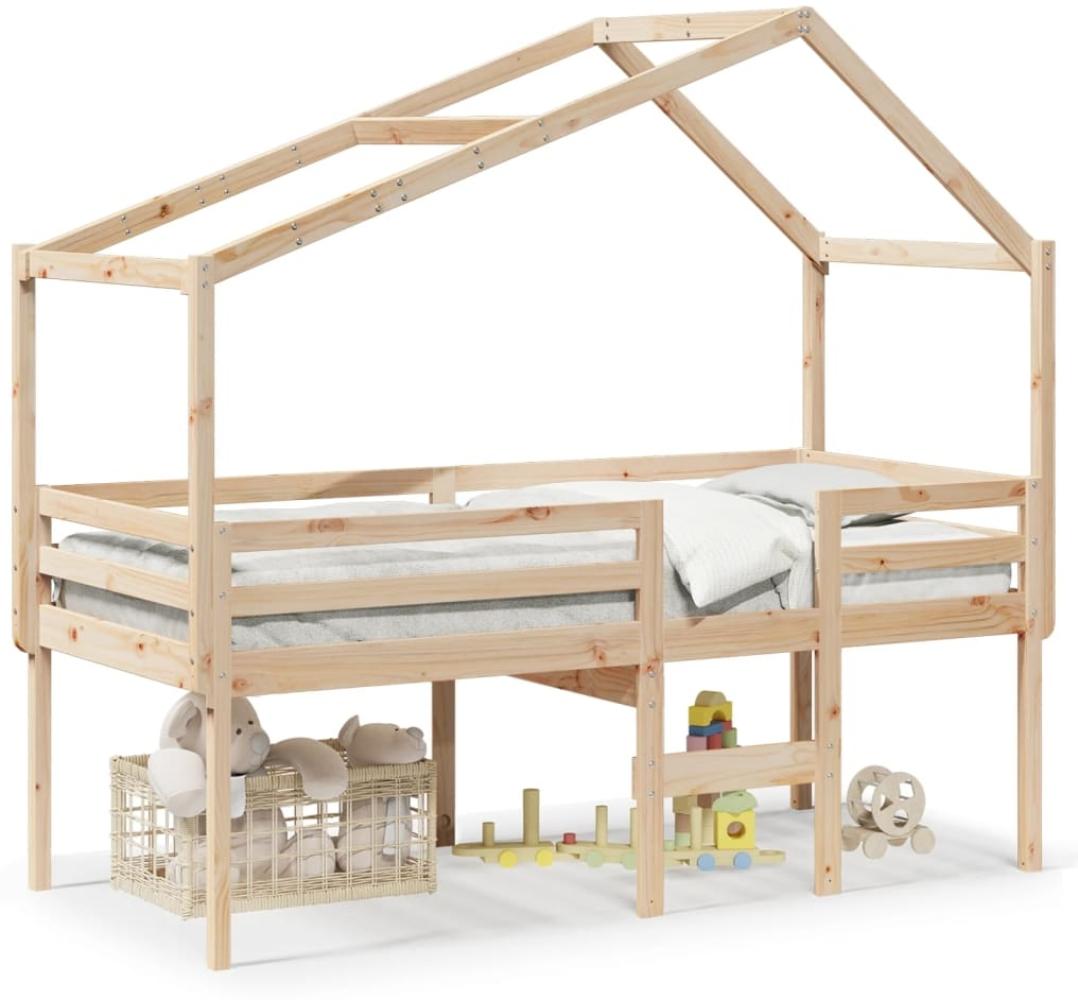 vidaXL Hochbett mit Dach 90x190 cm Massivholz Kiefer 3282058 Bild 1