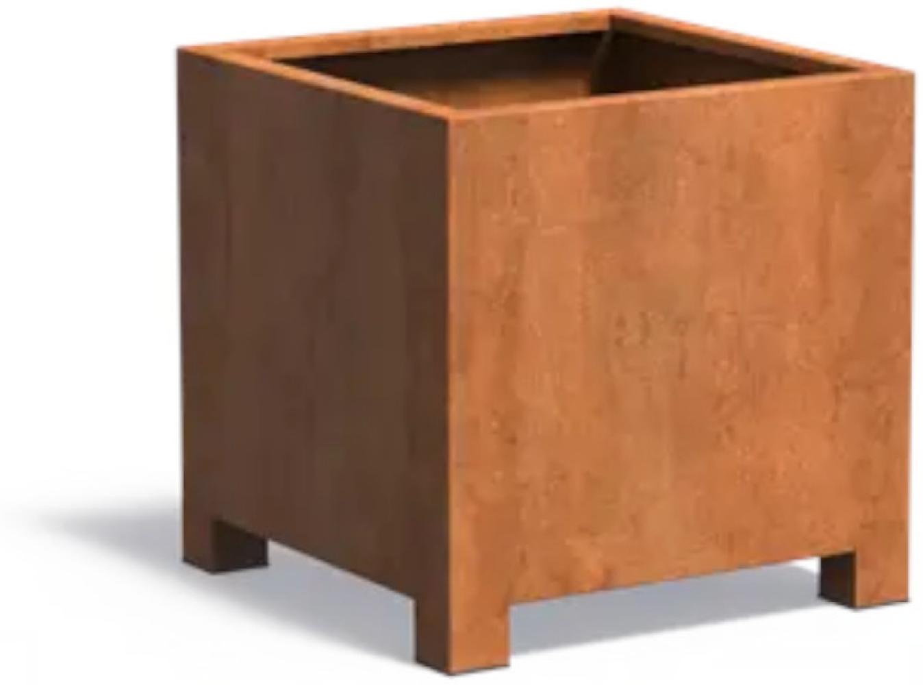 Adezz Pflanzgefäß Carrez mit Füßen aus Corten-Stahl Pflanzkübel Größe 80x80x80 cm Bild 1