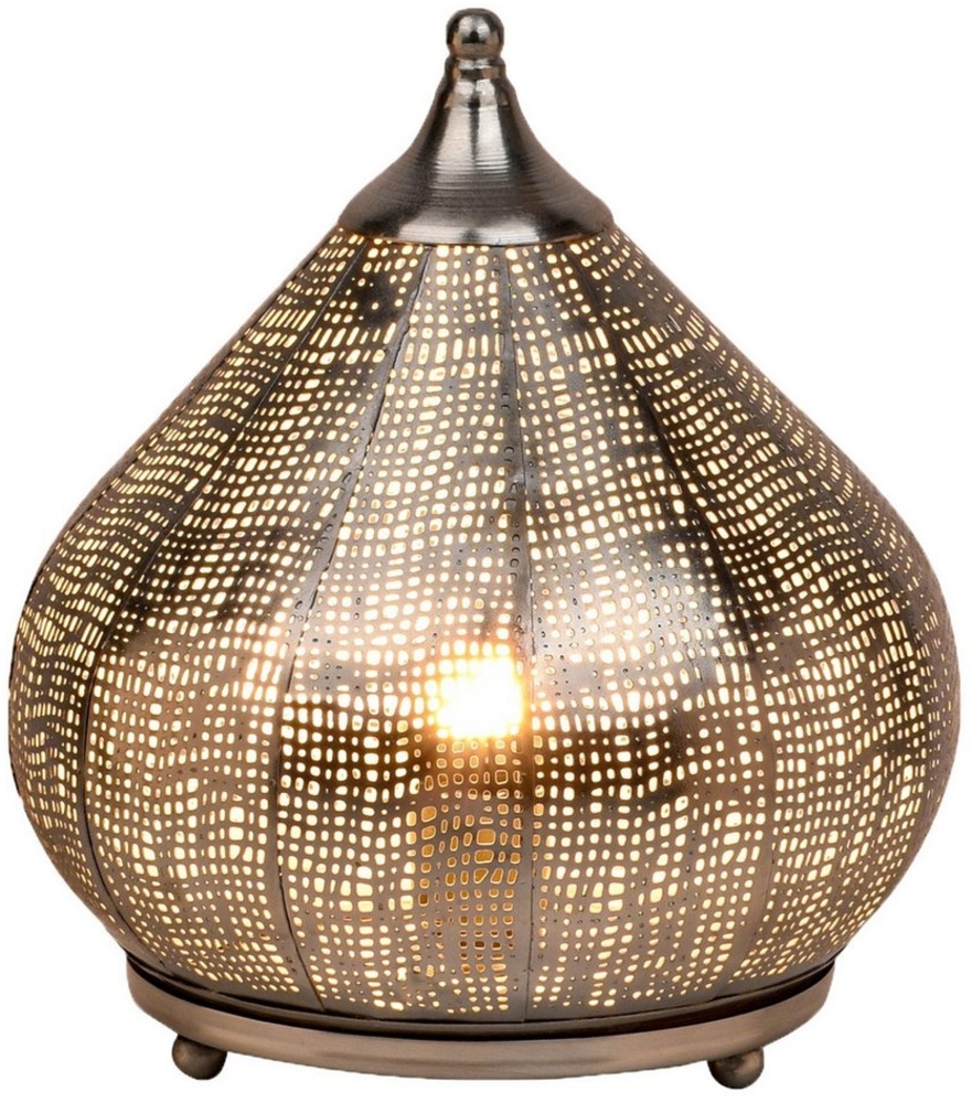 Marrakesch Orient & Mediterran Interior Nachttischlampe Orientalische Deko Tischlampe Nachttischlampe Lampe Jamiel Silber, Leuchtmittel nicht im Lieferumfang enthalten, Handarbeit Bild 1