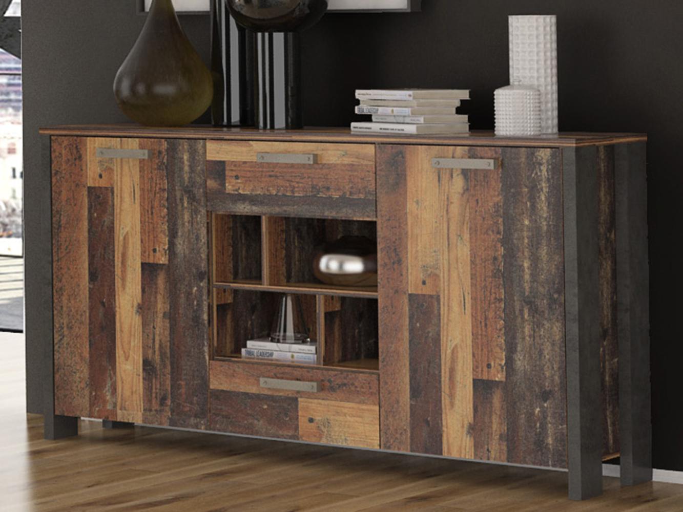 Sideboard >Celon< in Old Wood Vintage - 156.4x86.3x41.6cm (BxHxT) Bild 1