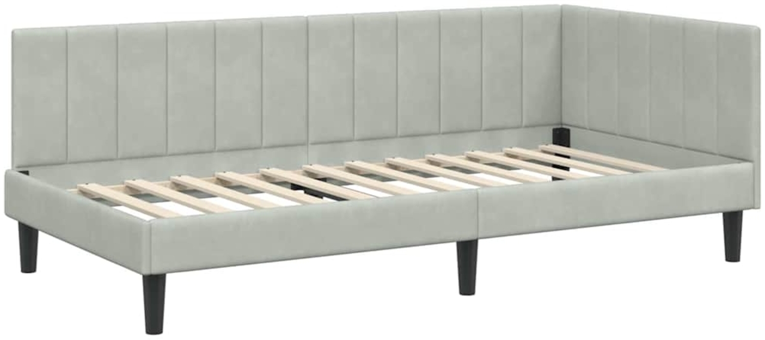 vidaXL Eckbettgestell mit Kopfteil Hellgrau 90 cm x 200 cm Stoff 42016348 Bild 1