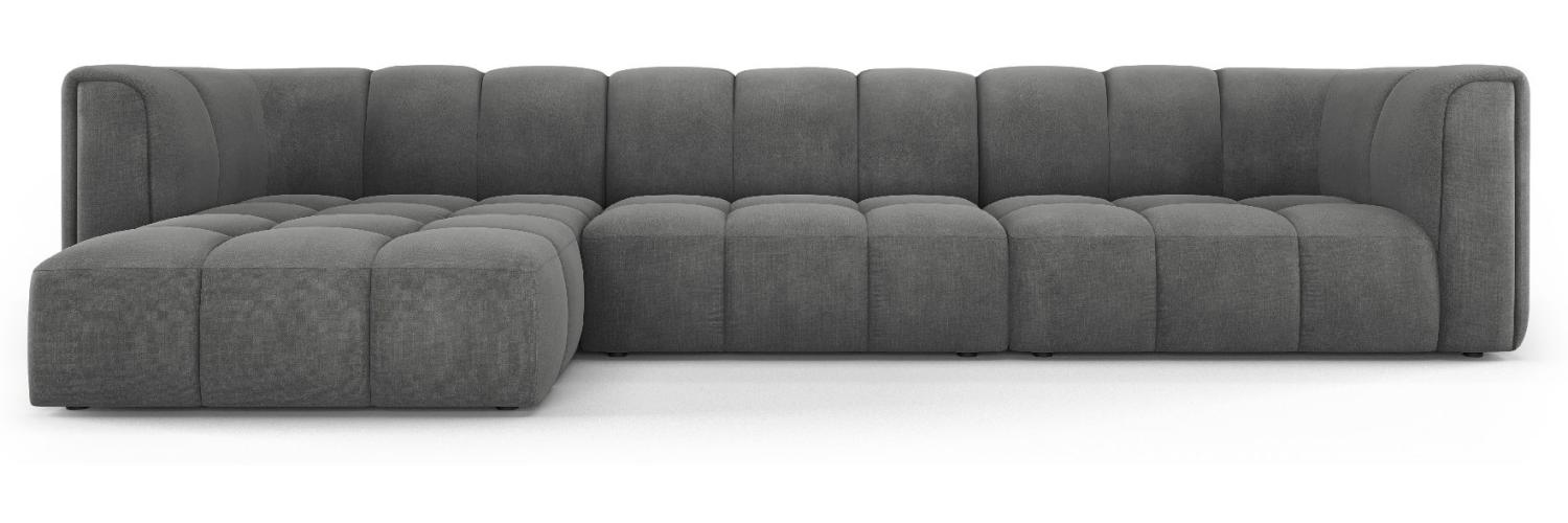 Micadoni Modulares Ecksofa Serena 5-Sitzer Strukturierter Stoff, Dunkelgrau, Links Bild 1