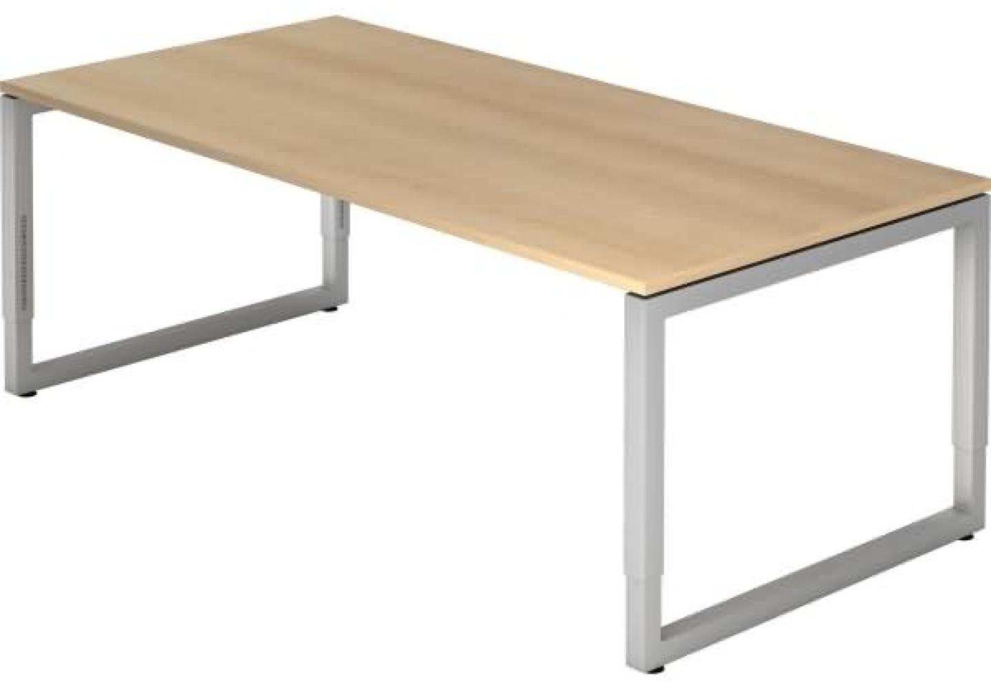 Schreibtisch RS2E O-Fuß eckig 200x100cm Eiche Gestellfarbe: Silber Bild 1