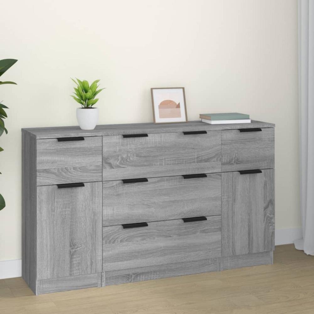 vidaXL 3-tlg. Sideboard-Set Grau Sonoma Holzwerkstoff 3115826 Bild 1