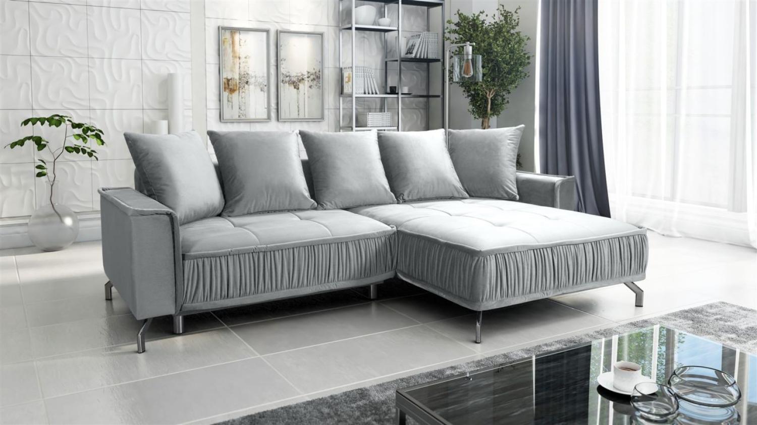 Ecksofa Schlafsofa Sofa FLORENCE Stoff Element Hellgrau Ottomane Rechts Bild 1