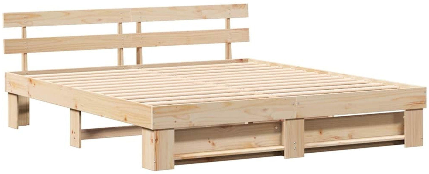 vidaXL Bettrahmen mit Kopfteil Braun 180 x 200 cm Massives Kiefernholz 3385673 Bild 1