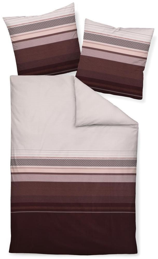 Janine J.D. Mako-Satin Bettwäsche 200x200 Streifen mauve rosenholz 87058-01 Bild 1