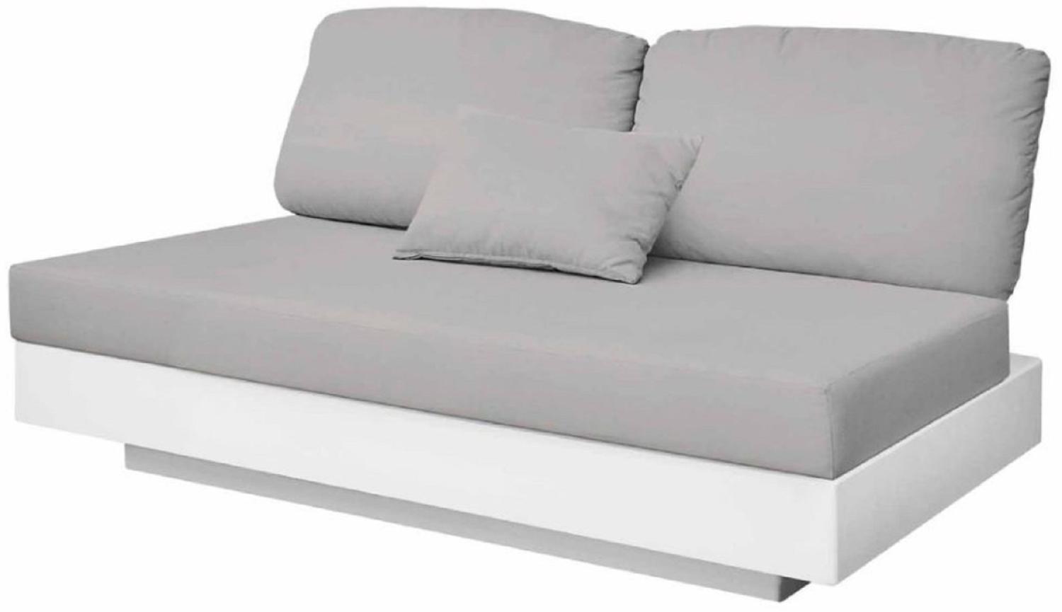 Casa Padrino Luxus 2er Gartensofa Grau / Matt Weiß 140 x 90 x H. 70 cm - Wetterbeständiges Garten Terrassen Sofa - Hotel Möbel - Luxus Qualität Bild 1