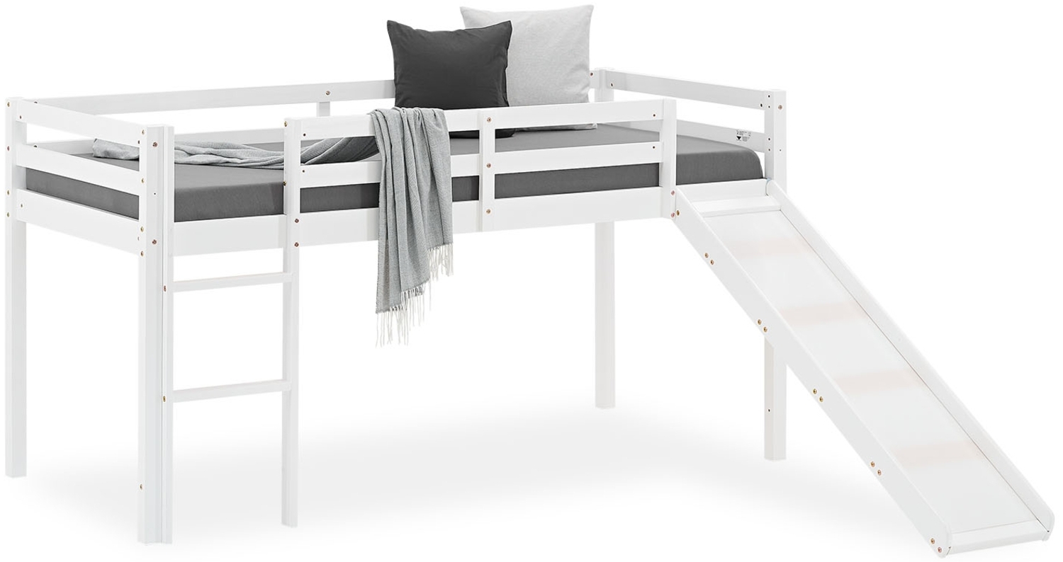 Halbhochbett Spielbett Kinderbett Leiter Rutsche Kiefer 90x200 cm massiv Jugendbett Bild 1