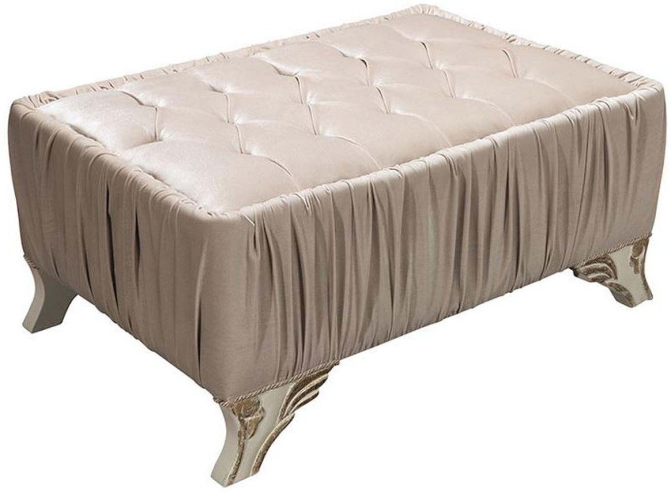 Casa Padrino Luxus Barock Couchtisch Grau / Creme / Gold 100 x 80 x H. 45 cm - Wohnzimmertisch mit Glitzersteinen - Wohnzimmer Möbel im Barockstil Bild 1