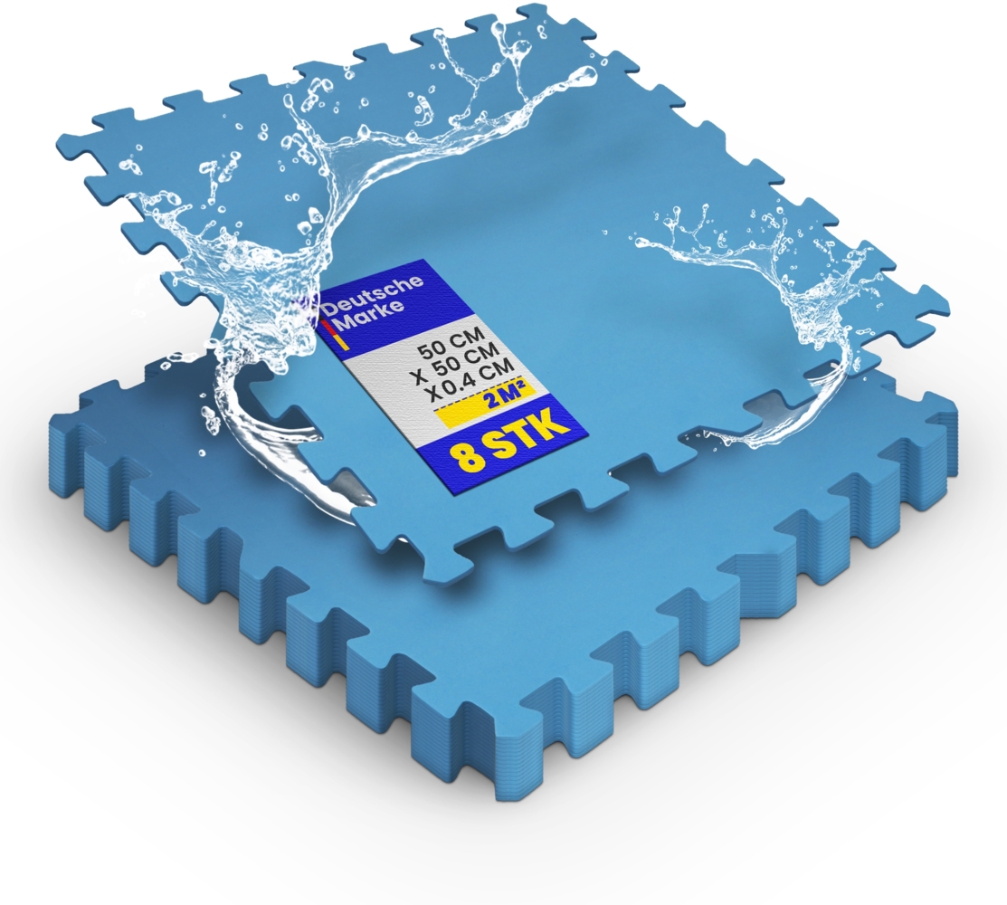 Pool-Bodenschutzmatte, Unterlegmatte zum Schutz ihres Pools, 8 Stück ( 50x50x0,4 cm ) - 2m² - Robustes Stecksystem beliebig erweiterbar Blau 50x50cm (8 Stück - 2m²) Bild 1