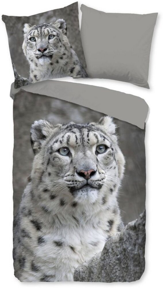 good morning Wendebettwäsche Chief, Biber, Flanell, 2 teilig, Biber, 135x200, Winter, Warm, Reißverschluss, Wendeoptik, Leopard Bild 1