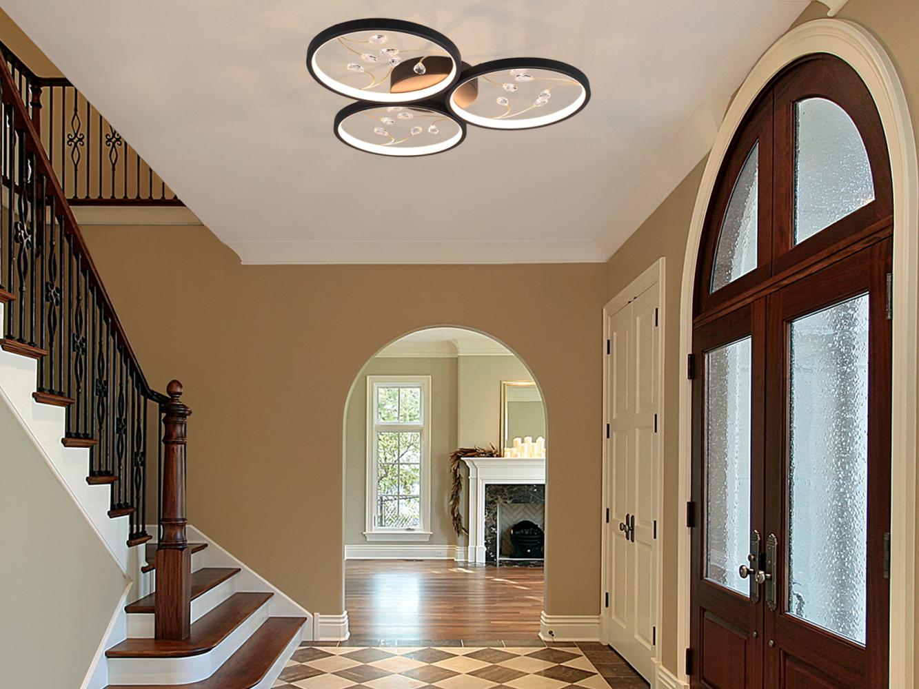 Große LED Deckenleuchte GROOVY Schwarz mit 3 Stufen Dimmer, Ø 62cm Bild 1