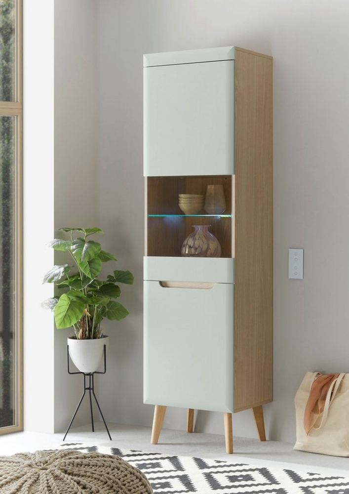 INOSIGN Vitrine Torge, Hochschrank, Glasvitrine, Standvitrine, Vitrinenschrank (1-St) in drei verschiedenen Farben verfügbar, Glastür & -boden, 53 cm breit Bild 1