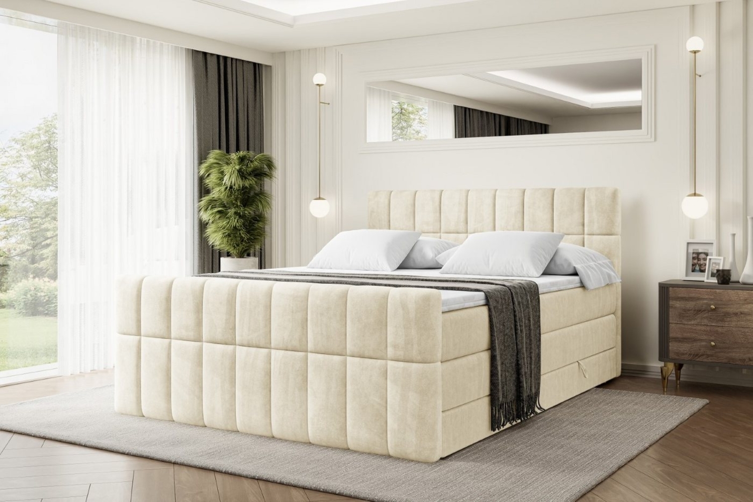 ALTDECOR Boxspringbett MIAMI-Z KING (Multipocket-Matratze H4, H3 Matratze Bonellfederung, Topper, Kopfteil) Bild 1