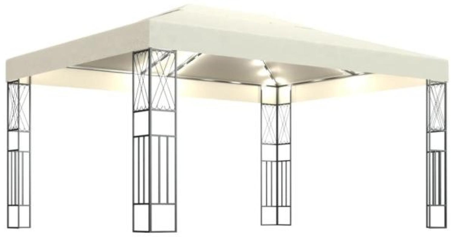 vidaXL Pavillon mit LED-Lichterkette 3x4 m Creme Stoff 3070328 Bild 1