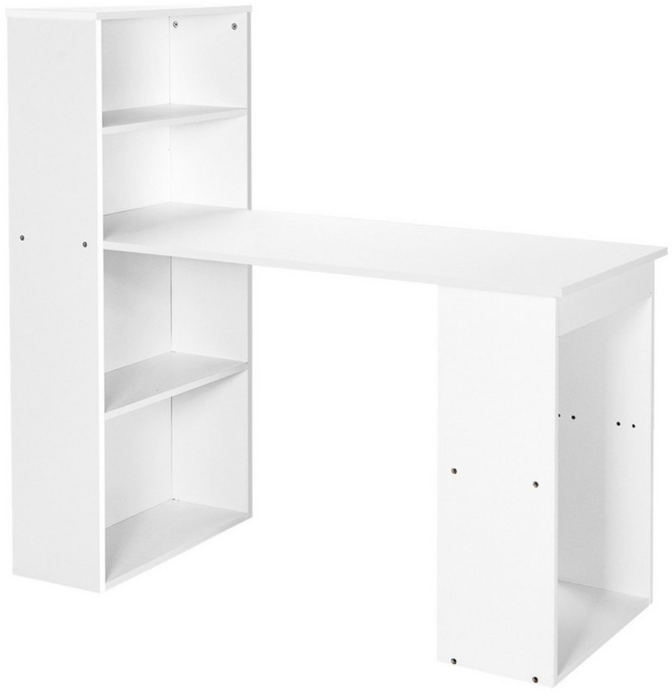 COSTWAY Schreibtisch, mit Bücherregal & 6 Regalen, bis 91kg, 122x56x122cm Bild 1