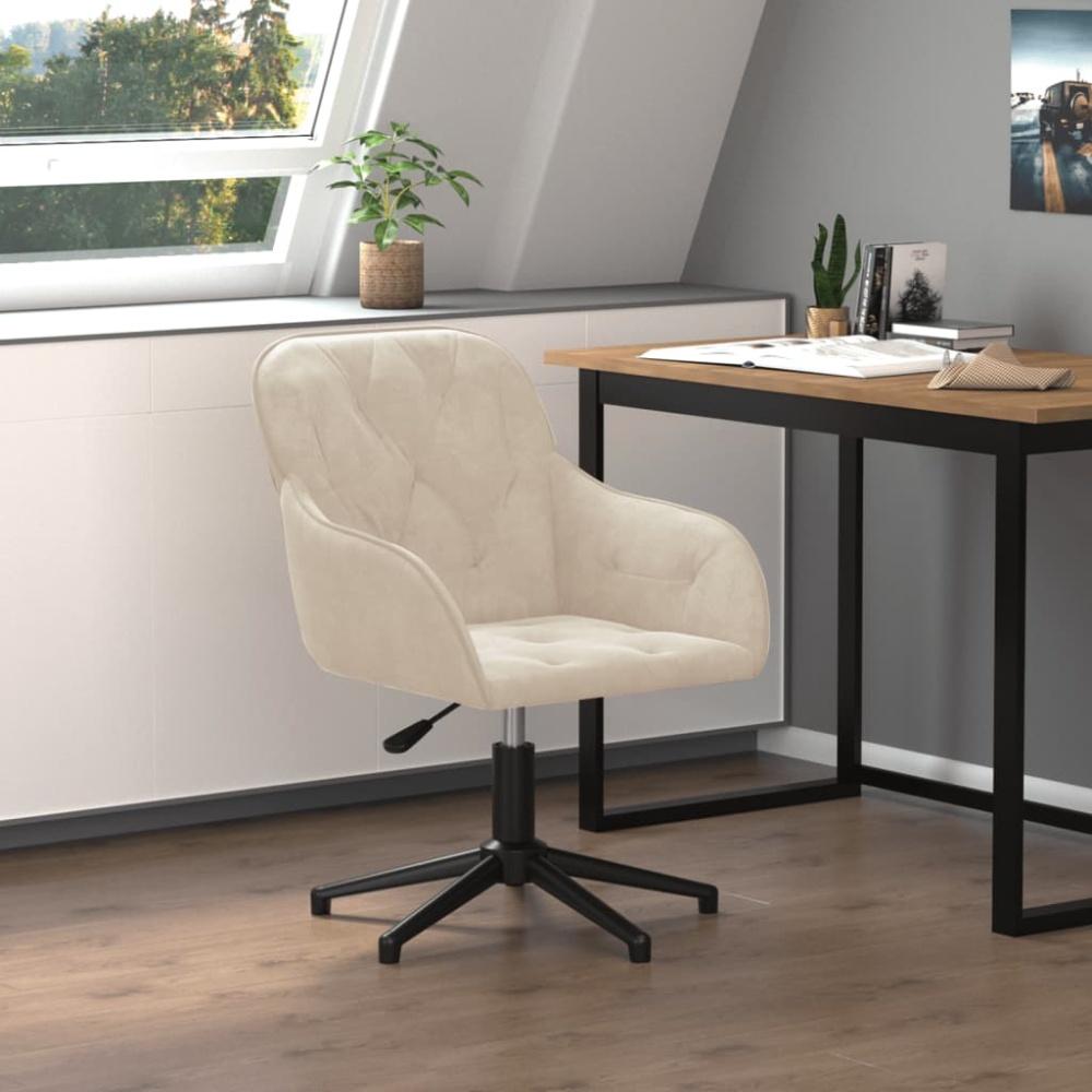 vidaXL Bürostuhl Drehbar Creme Samt 344865 Bild 1