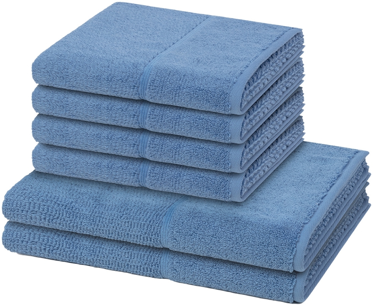 Möve for frottana Pearl 6 tlg. Frottier-Set - 4 X Handtuch (50 X 100cm), 2 X Duschtuch (67 X 140cm) - 500 g/m² - Cornflower Bild 1