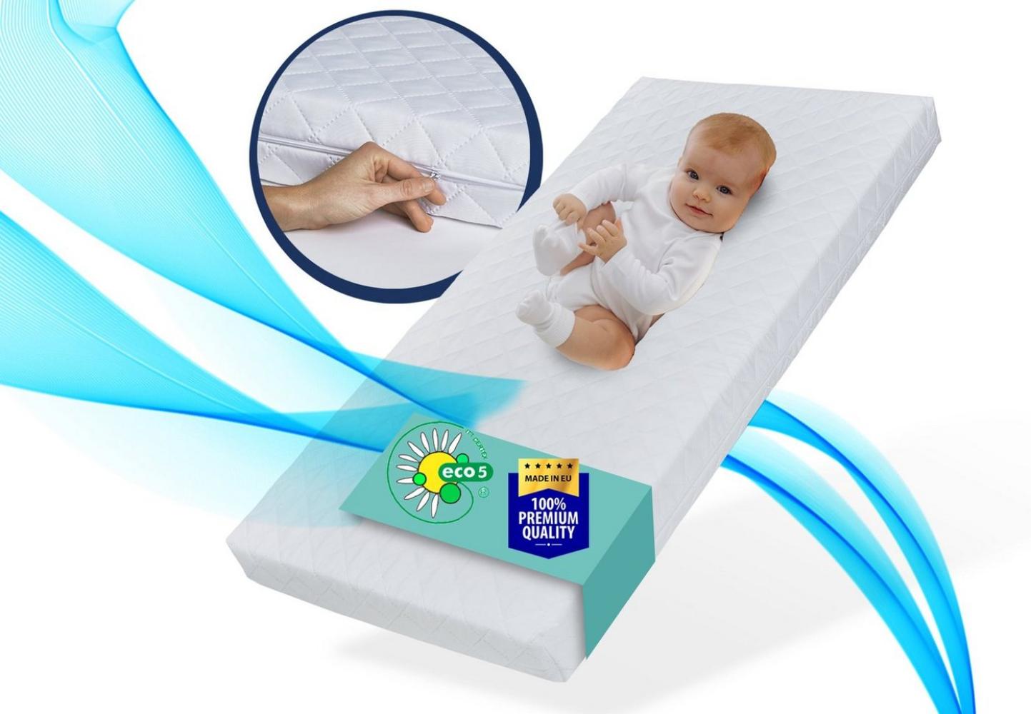 Kids Collective Kindermatratze SMART, Babymatratze 60x120 cm mit abnehmbarem Bezug, waschbar bei 60°C für Babybett oder Gitterbett, 120x60 cm, 6cm hoch, eco5 Zertifiziert Bild 1