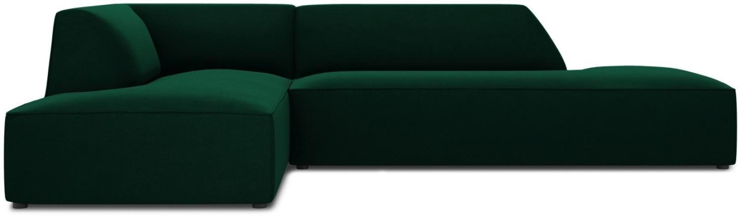 Micadoni 4-Sitzer Samtstoff Modular Ecke links Sofa Ruby | Bezug Bottle Green | Beinfarbe Black Plastic Bild 1