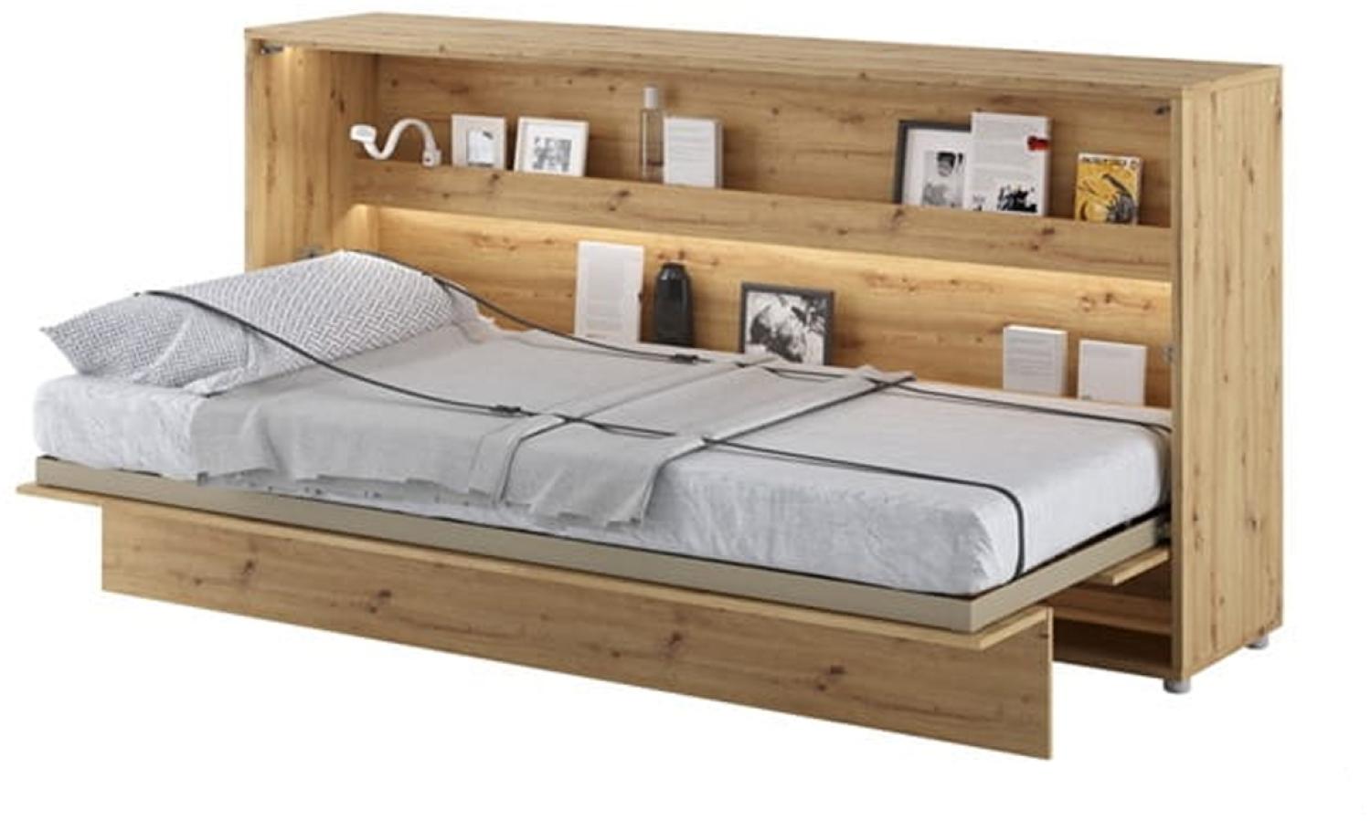 MEBLINI Schrankbett Bed Concept - BC-06 - 90x200cm Horizontal - Artisan Eiche mit Matratze - Wandbett mit Lattenrost - Klappbett mit Schrank - Wandklappbett - Murphy Bed - Bettschrank Bild 1