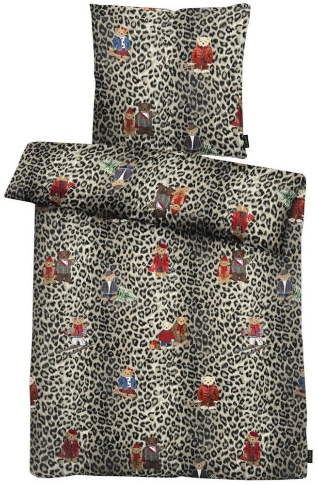 APELT Bettwäsche Henry Flanell, Feinflanell, 2 teilig, Leoprint mit Bärenkindern Bild 1