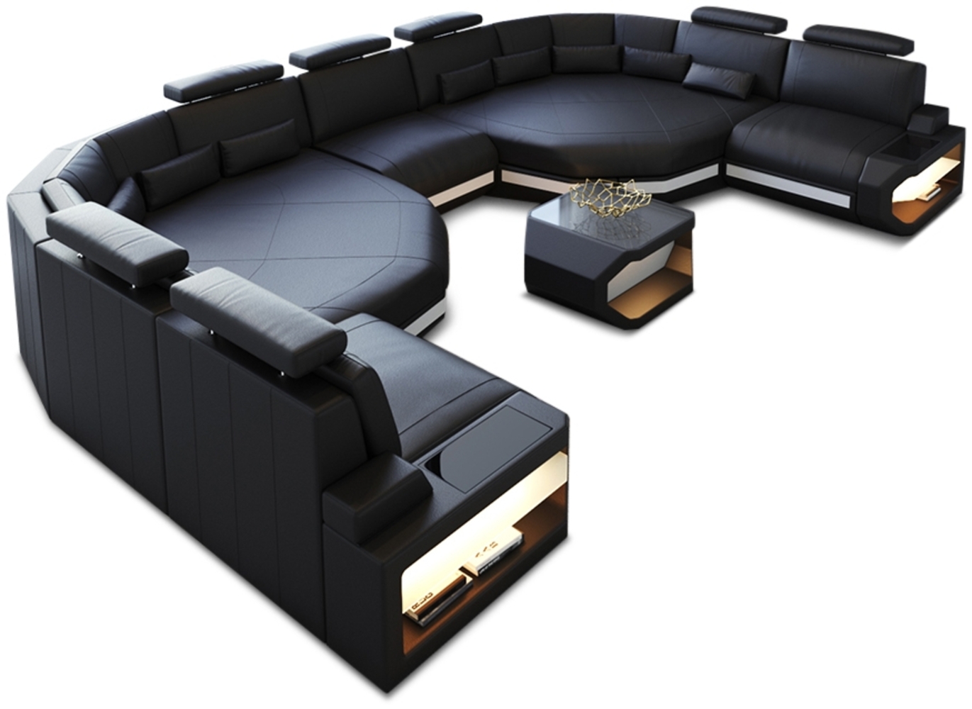 Sofa Dreams 'XXL Asti' Wohnlandschaft, 93 x 280 x 435 cm, Schwarz / Weiß, Ledermix Bild 1