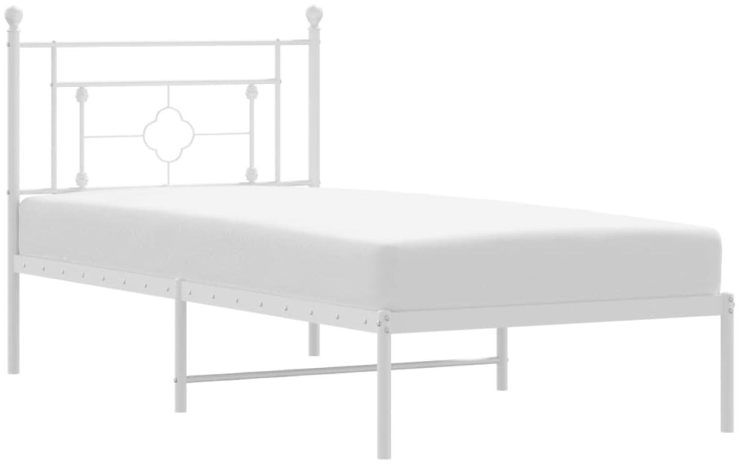 vidaXL Bettgestell mit Kopfteil Metall Weiß 100x190 cm 374382 Bild 1