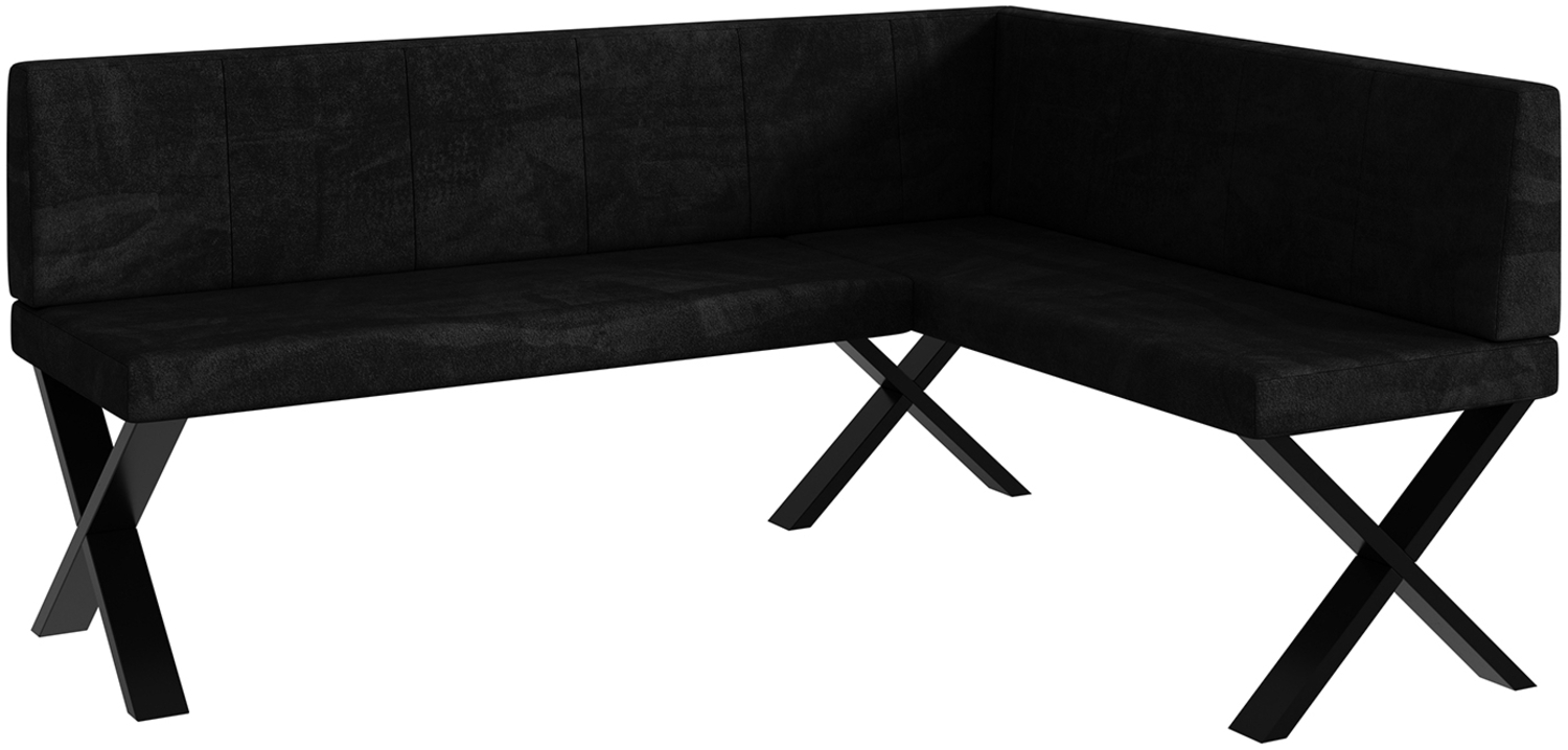 MEBLINI Eckbank für Esszimmer - Küchenbank - Essecke - Sitzecke Küche - PETER - X-Beine 128 x 168 x 87 cm Rechts - Schwarz Samt Bild 1