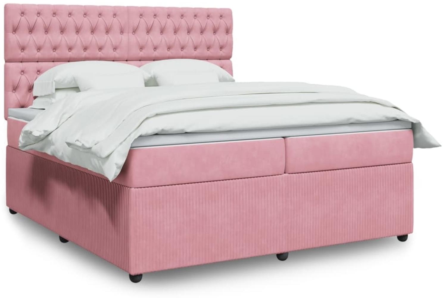 vidaXL Boxspringbett mit Matratze Rosa 200x200 cm Samt 3294741 Bild 1