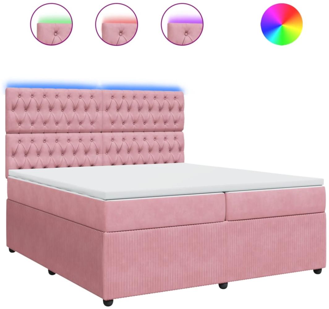 vidaXL Boxspringbett mit Matratze Rosa 200x200 cm Samt 3294741 Bild 1