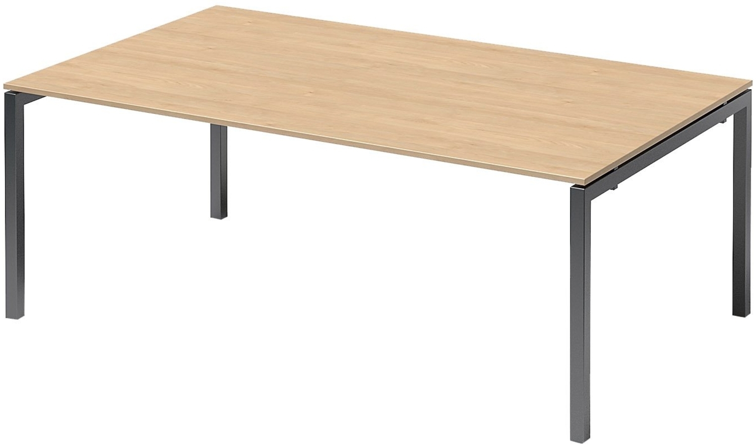 BISLEY Cito Chefarbeitsplatz/Konferenztisch, 740 mm höhenfixes U-Gestell, Metall, Mp334 Dekor Ahorn, Gestell Anthrazitgrau, 120 x 200 x 85 cm Bild 1