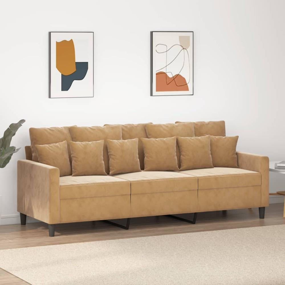 vidaXL 3-Sitzer-Sofa Braun 180 cm Samt Bild 1