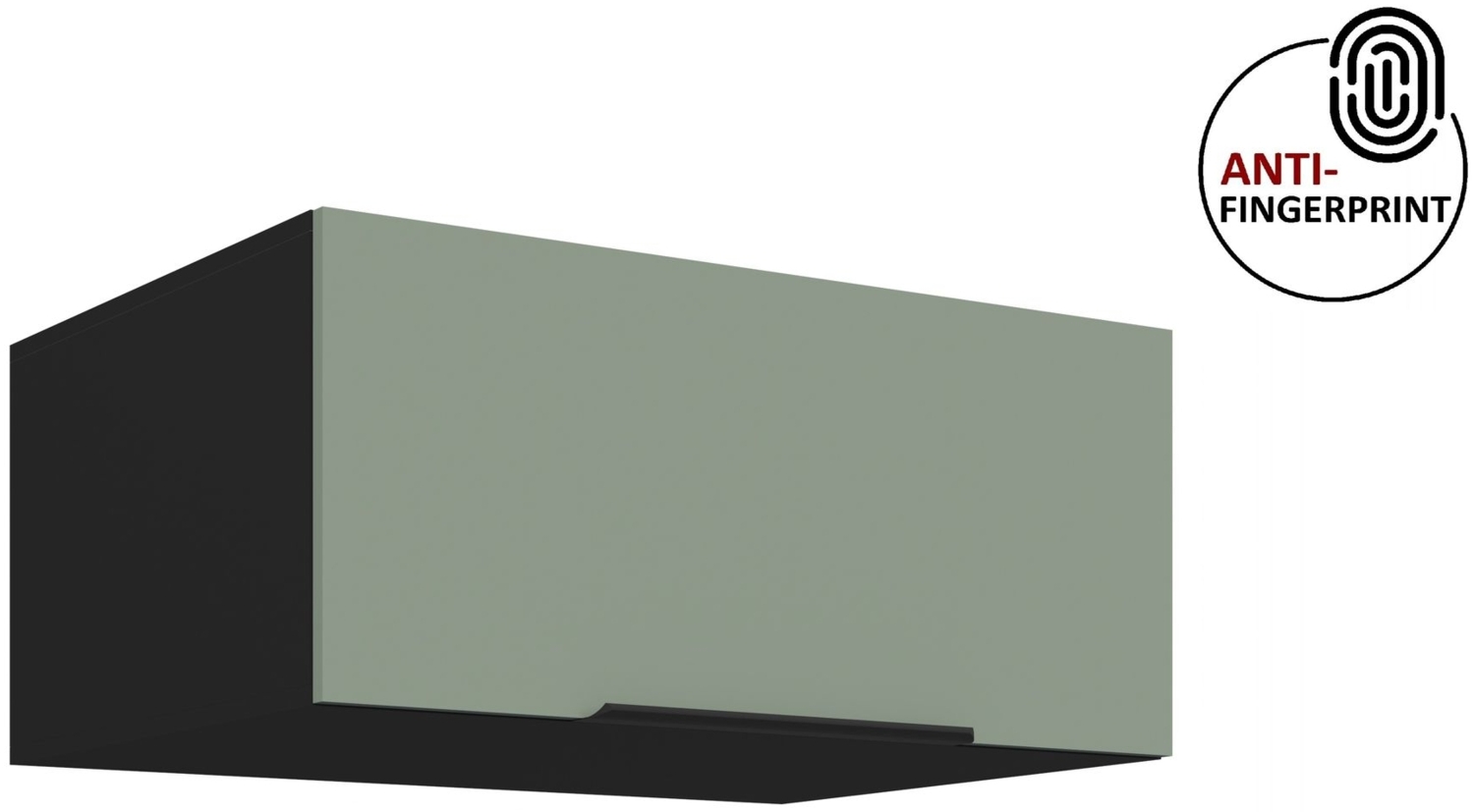 Küchen Aufsatzschrank 80 cm ARIA Aquamarin ultra matt + Schwarz matt, hochwertige Fronten mit Anti Fingerprint Beschichtung Küchenzeile Küchenblock Bild 1