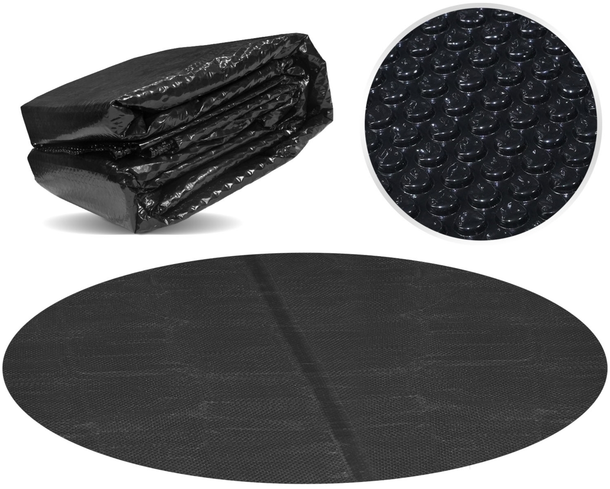 Miganeo Pool Solarfolie Ø 305 cm Deluxe rund | schwarz | 180 my | 12 mm Luftblasen Bild 1