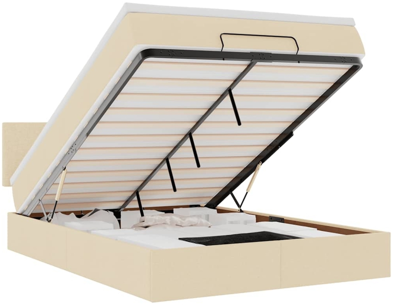 vidaXL Ottomane Bett mit Matratze & LEDs Creme 140x200 cm Stoff 3312234 Bild 1